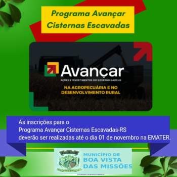 Abertas as Inscrições  para o Programa Avançar Cisternas