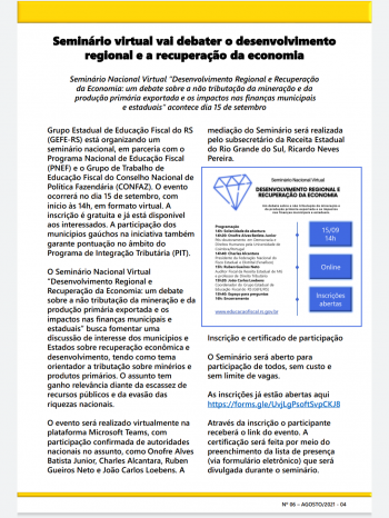 INFORMATIVO PIT AGOSTO 2021